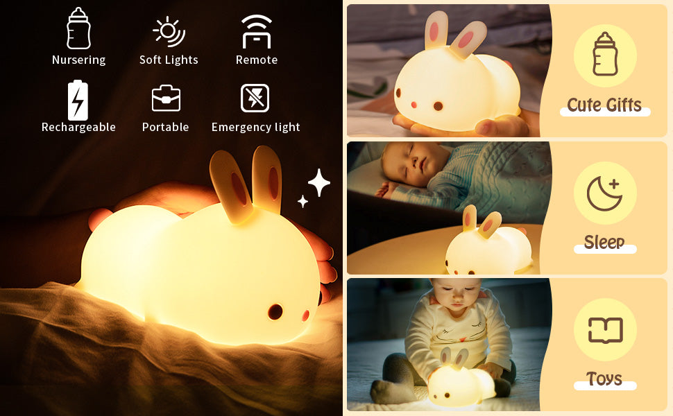 🔥Cute Bunny Night Light USB Rechargeable