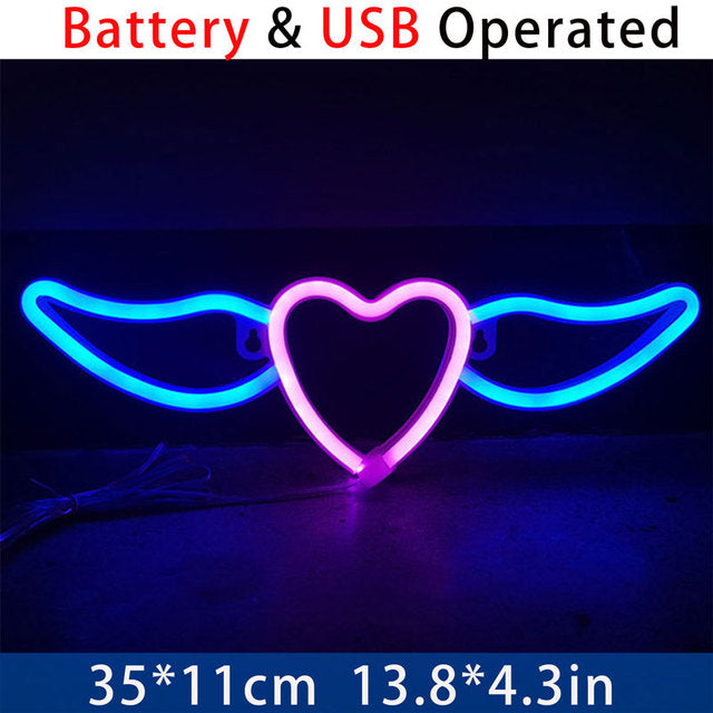 Customized LED Neon Sign - Wings / Heart wing Logo