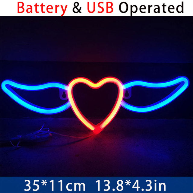 Customized LED Neon Sign - Wings / Heart wing Logo