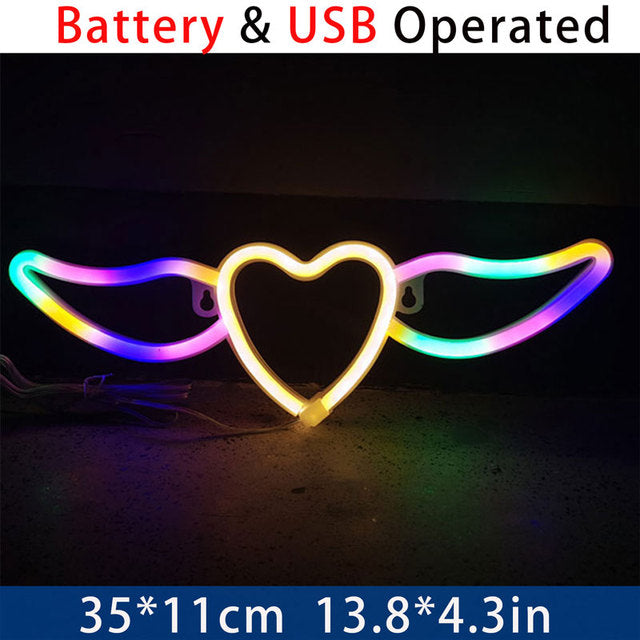 Customized LED Neon Sign - Wings / Heart wing Logo