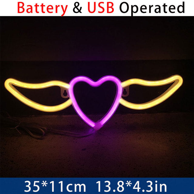 Customized LED Neon Sign - Wings / Heart wing Logo